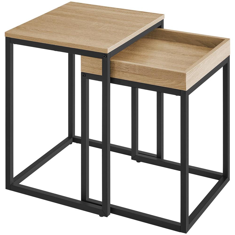 Tavolini da caffè Set di 2 - Rovere Sonoma con struttura in acciaio nero - Foto 1