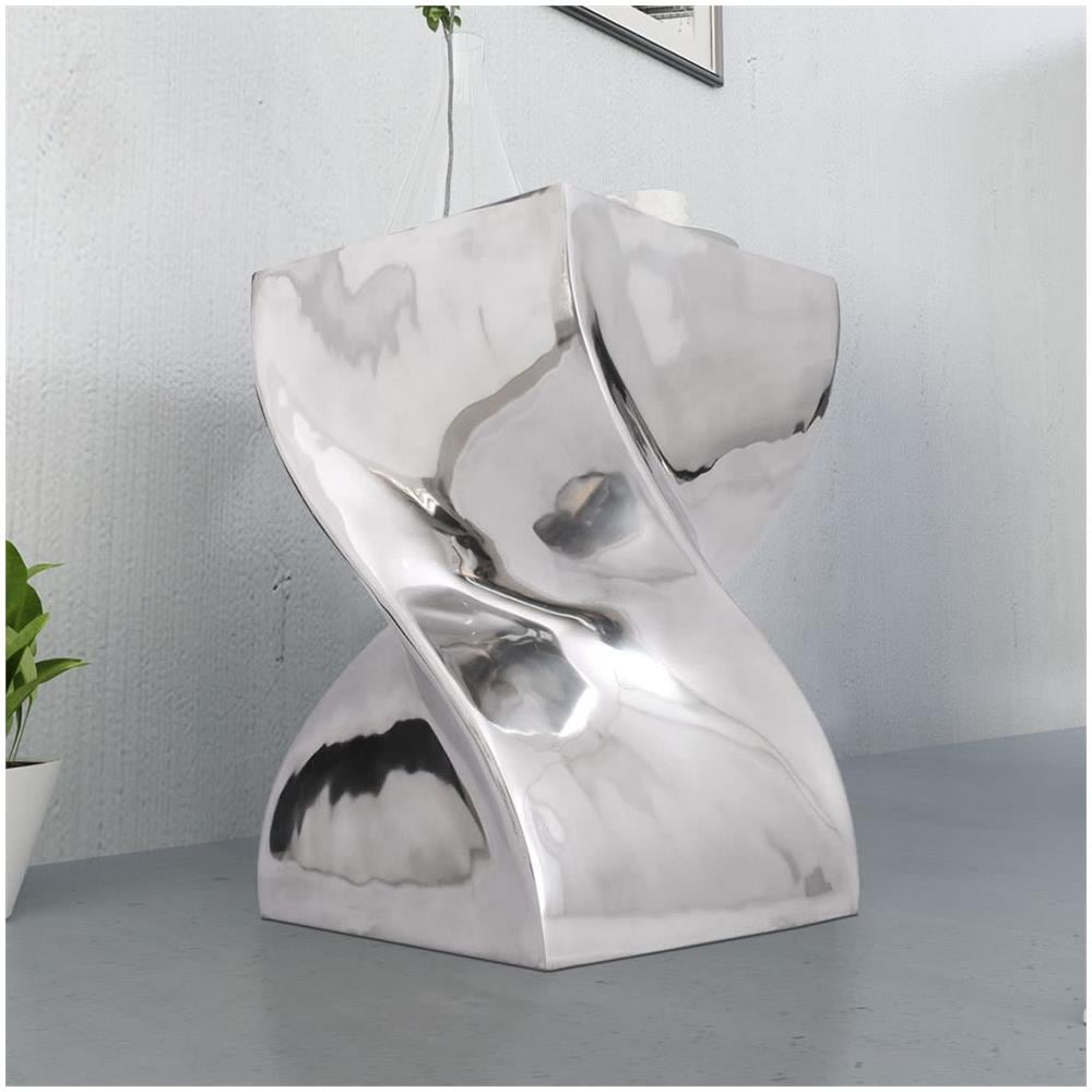 Sgabello / tavolino Forma Attorcigliata In Alluminio Argentato - Foto 2