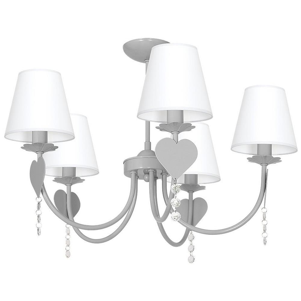 7860 Lampadario In Acciaio Da Soffitto Per Cameretta Bambini, Plafoniera Spot Cuore5, Grigio. - Foto 1
