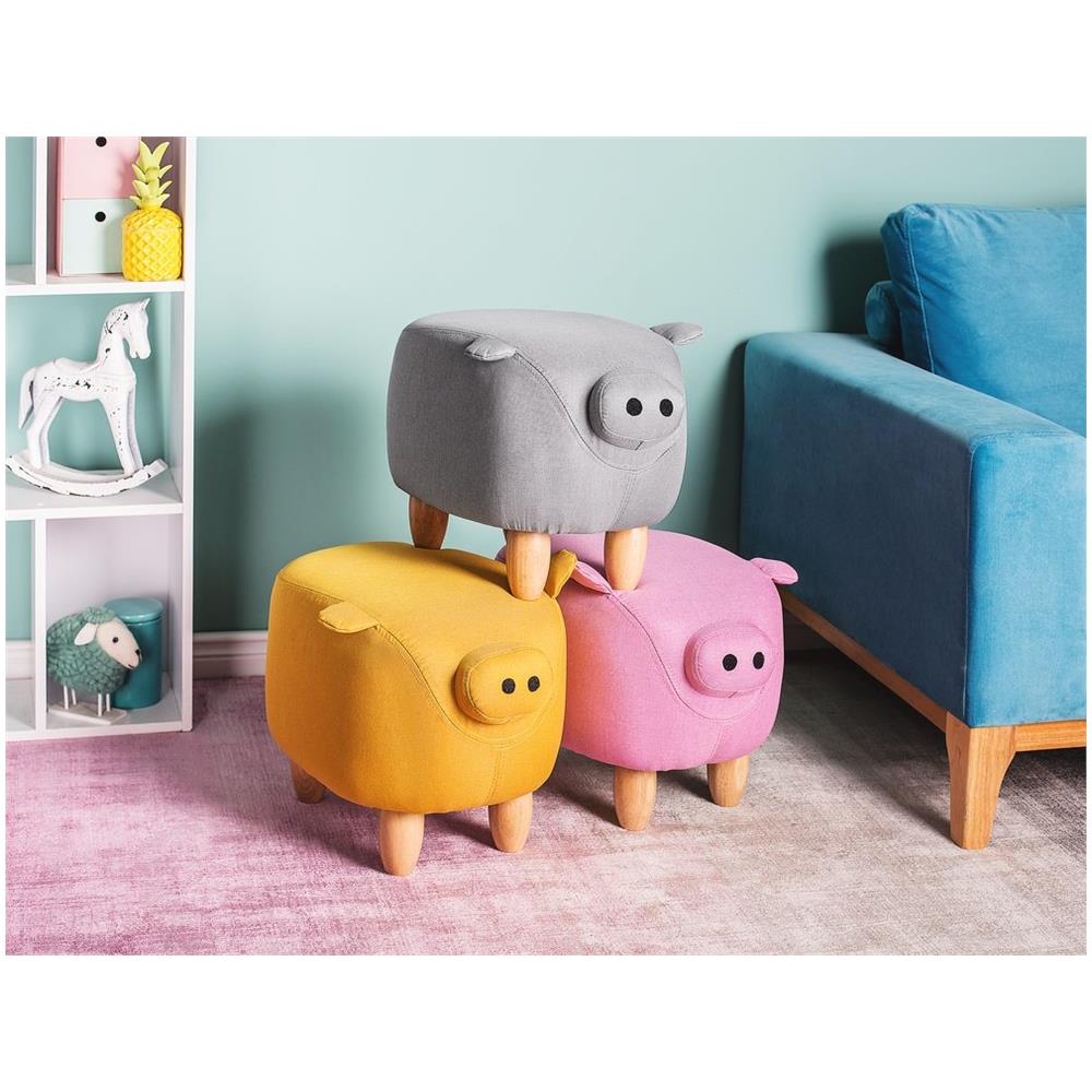 Pouf In Tessuto Grigio Chiaro Piggy - Foto 2