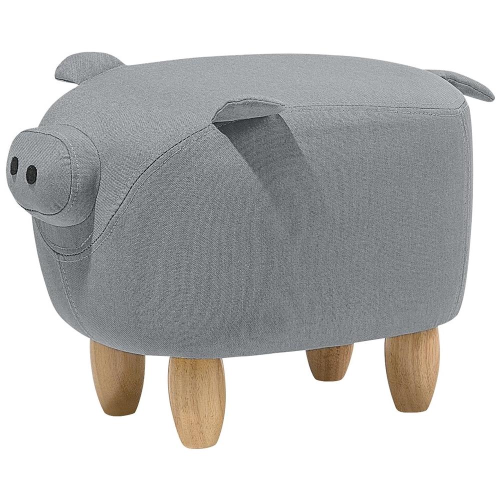 Pouf In Tessuto Grigio Chiaro Piggy - Foto 1