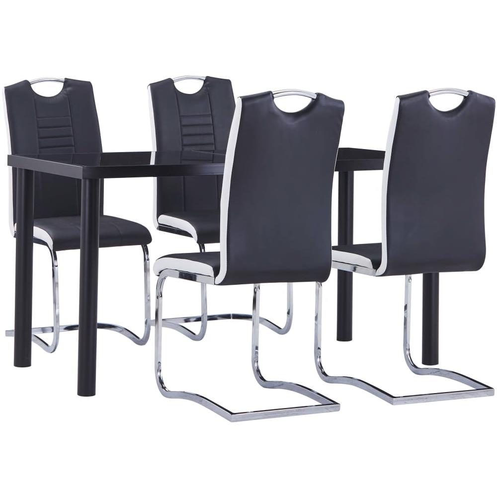 Set Sala Da Pranzo 5 Pz In Similpelle Nero - Foto 1