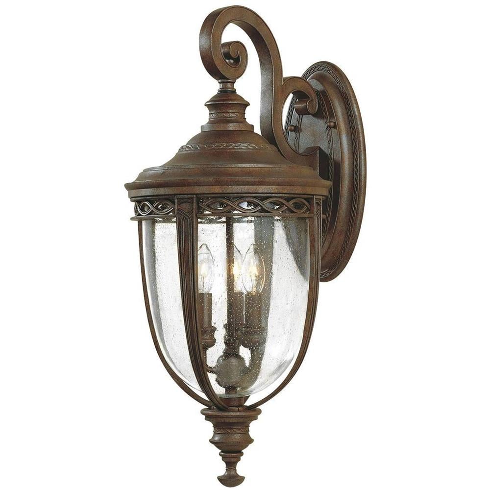 Lanterna Da Parete Grande 3 Luci Da Esterno In Bronzo Britannico Ip44, E14 - Foto 1