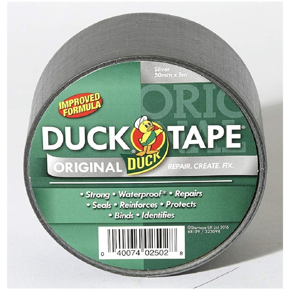 Anatra Argento Originali Anatra Tape 50mm X 5m. Lelevato Originale Strengh Elettricista Impermeabile E Condotto Nastro Adesivo Riparazione Panno - Foto 1