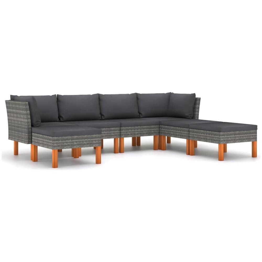 Set Divani da Giardino 7 pz con Cuscini in Polyrattan Grigio - Foto 1