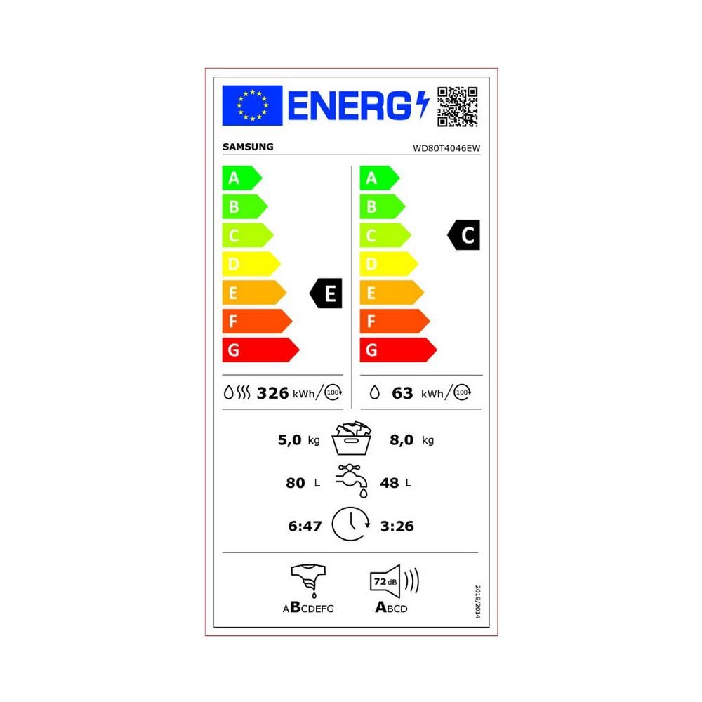 Lavasciuga Anteriore 60cm 8 / 5kg 1400t B Bianco - Wd80t4046ew - Foto 2