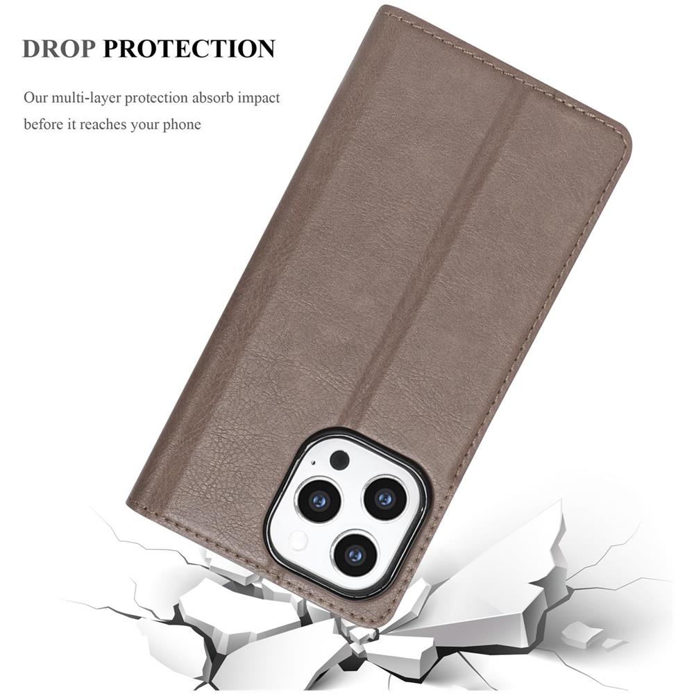 Custodia Compatibile Con Apple Iphone 13 Pro Max In Bruno Caffè - Coperchio Protettiva Con Chiusura Magnetica, Funzione Stand E Tasca Per Le Carte - Foto 8