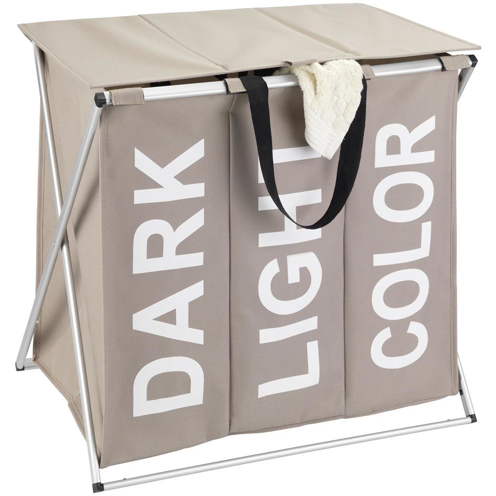 Contenitore A Tre Camere Per Biancheria Sporca, Cesto Portabiancheria Pieghevole+manici - 118 L, 57 X 57 X 38 Cm, Wenko - Foto 1