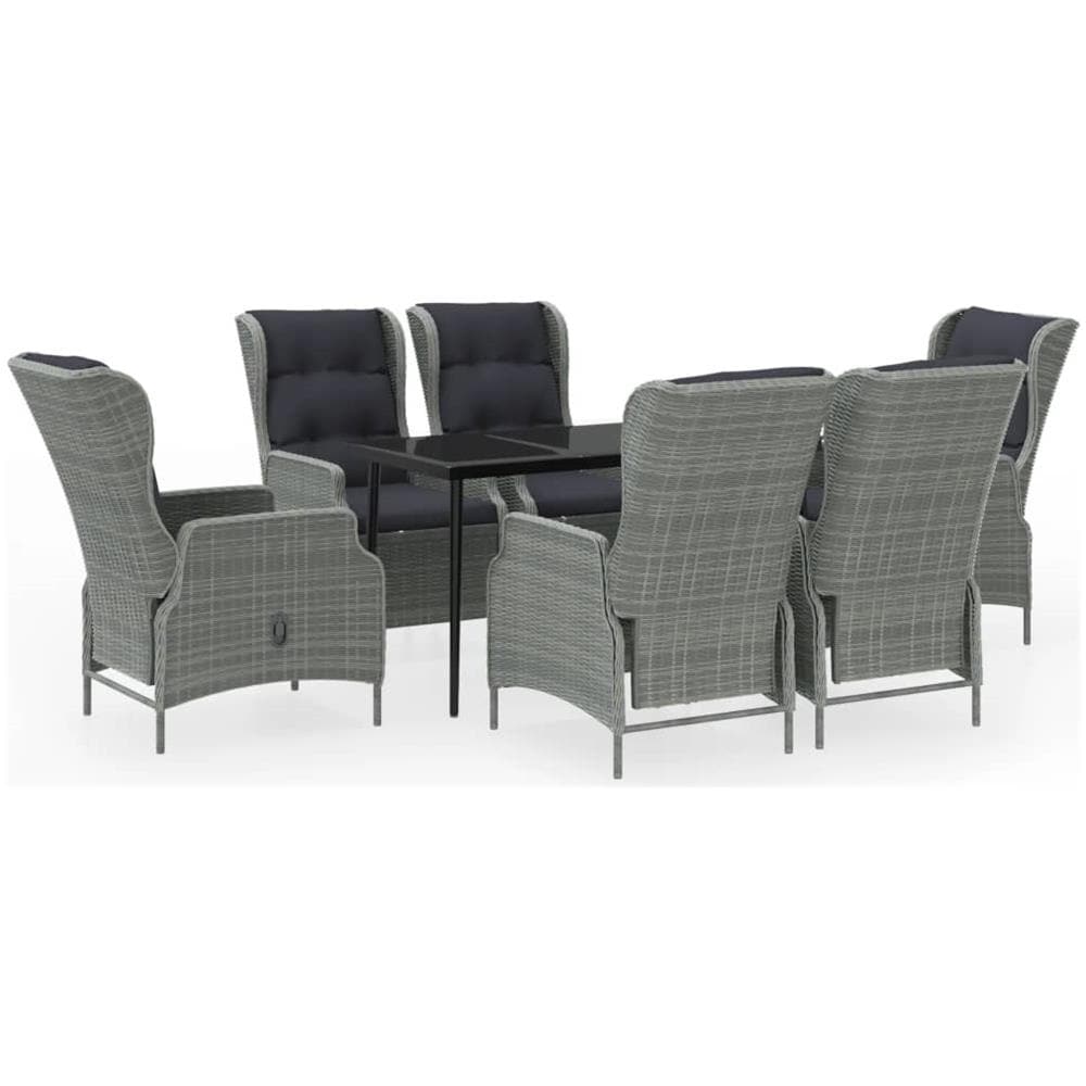 Set Mobili Da Pranzo Per Giardino 7 Pz Grigio Chiaro - Foto 1