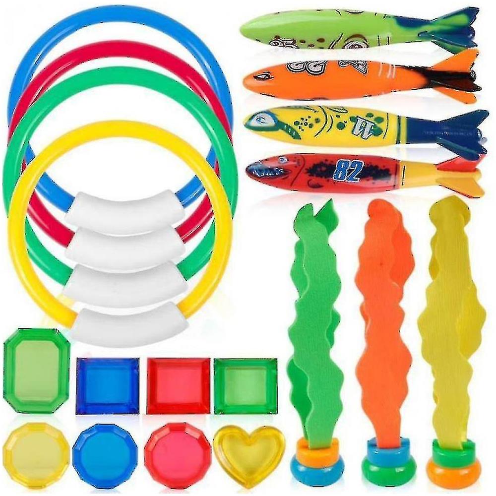 HTN - 19 Pezzi Kit Giocattoli Per La Piscina Per Immersioni Subacquei Siluri Di Immersioni Anelli Subacquei 8426173952830 - Foto 2