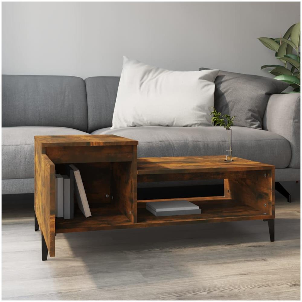 Tavolino Da Salotto Rovere Fumo 100x50x45 Cm Legno Multistrato - Foto 3