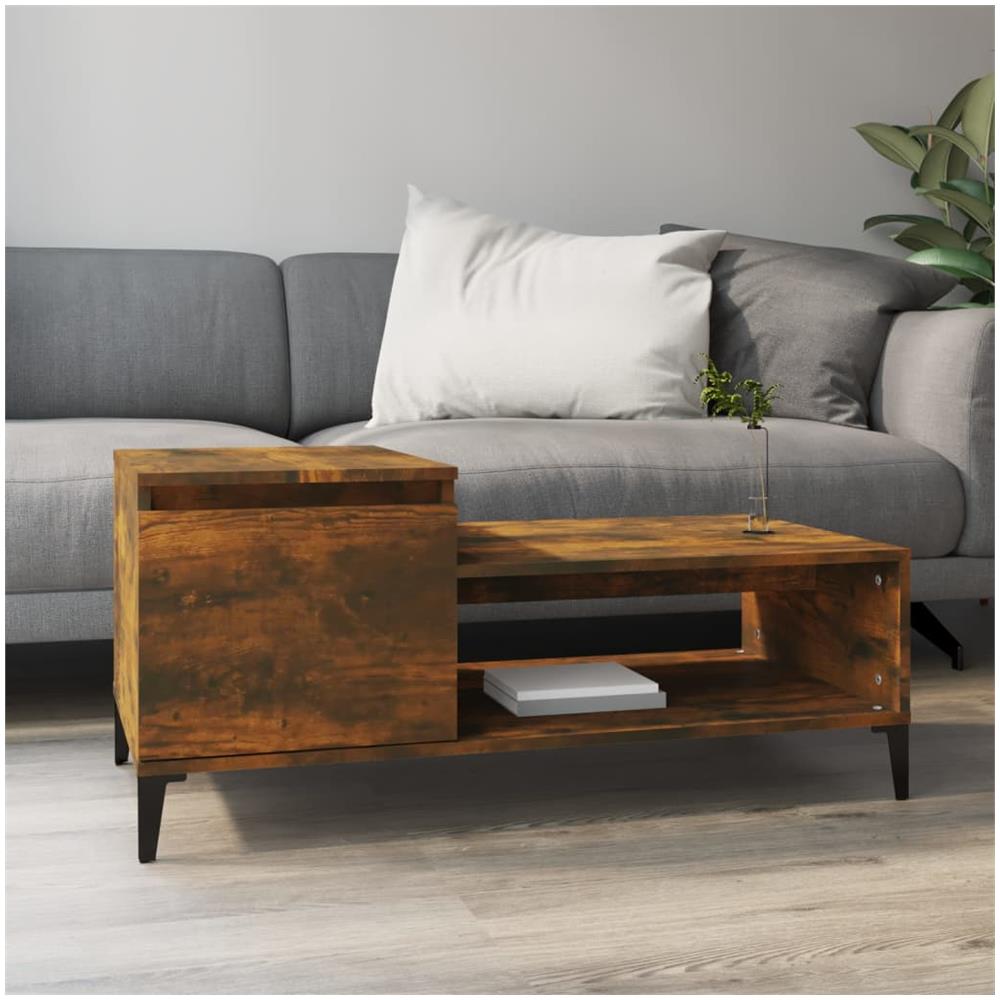 Tavolino Da Salotto Rovere Fumo 100x50x45 Cm Legno Multistrato - Foto 1