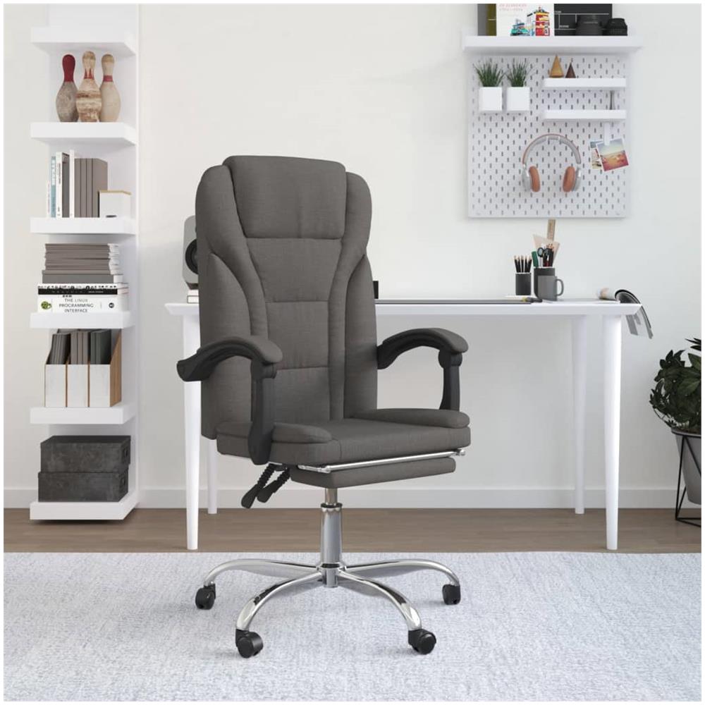 Poltrona Da Ufficio Reclinabile Grigio Scuro In Tessuto - Foto 1