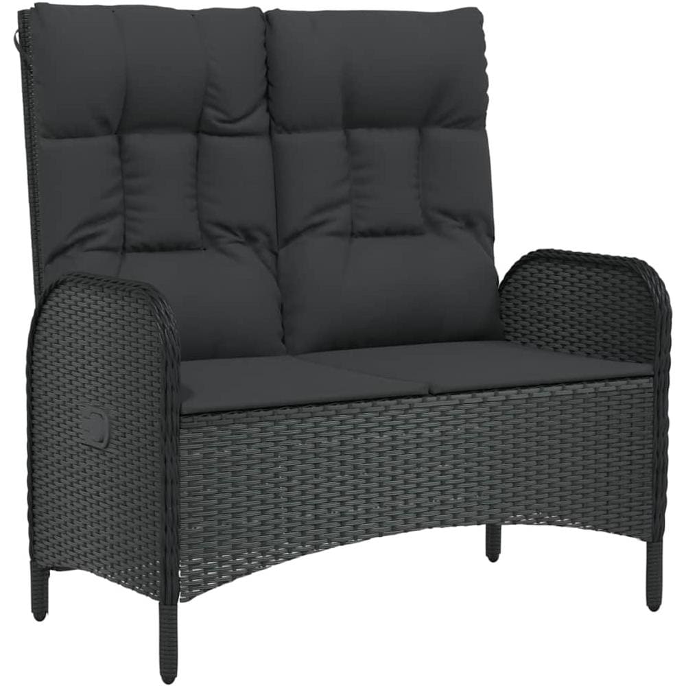 Panca Reclinabile Da Giardino Con Cuscini 107cm Polyrattan Nera - Foto 1
