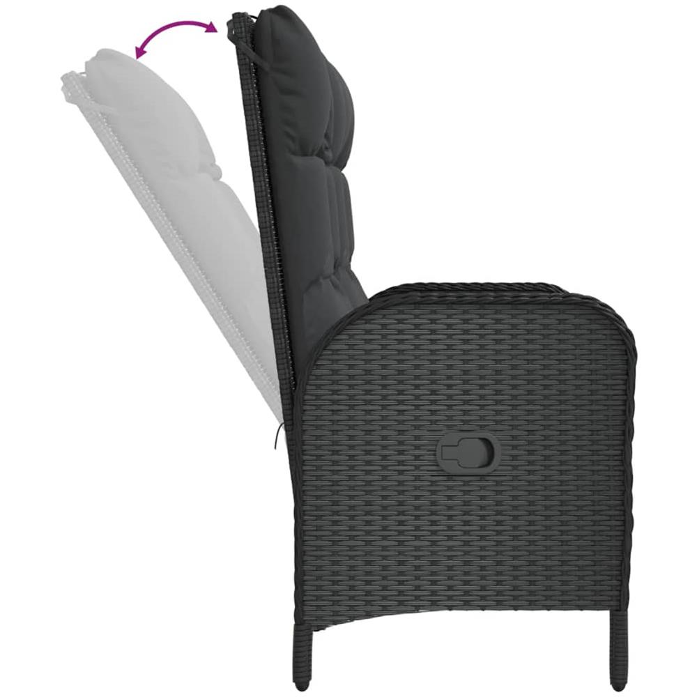 Panca Reclinabile Da Giardino Con Cuscini 107cm Polyrattan Nera - Foto 6