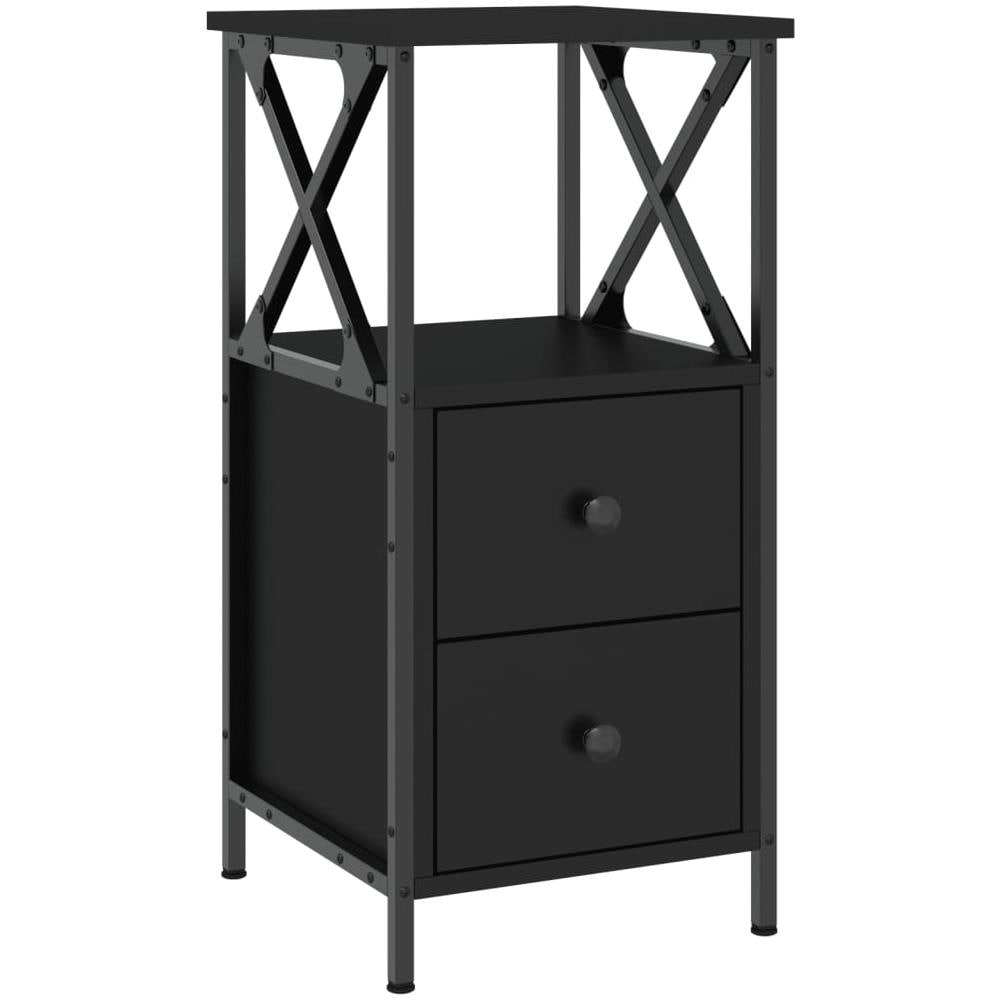 Comodino Nero 34x35,5x70 Cm In Legno Multistrato - Foto 1