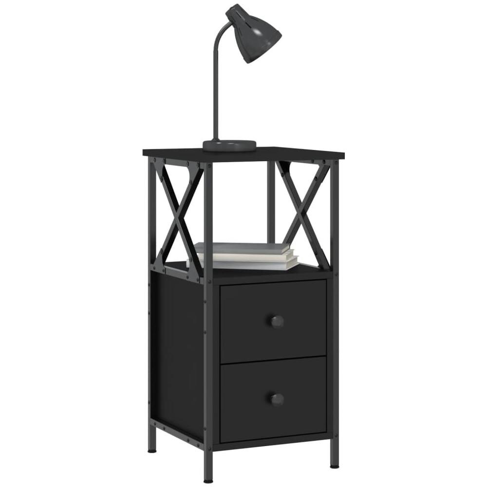Comodino Nero 34x35,5x70 Cm In Legno Multistrato - Foto 2