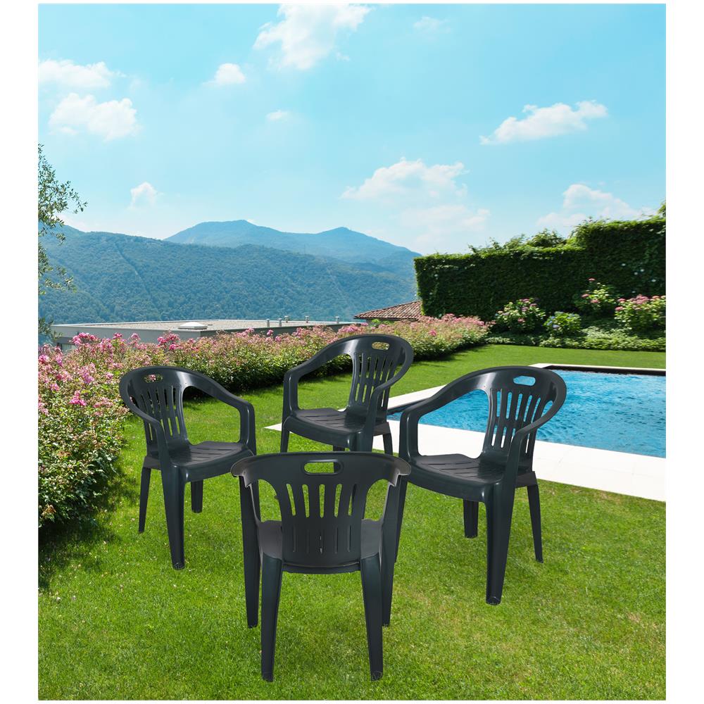 Seduta Esterni Impilabile Sedia Giardino RATAK In Polipropilene Bianco - Poltroncina Esterna Impilabile Sedia Terrazzo Balcone - Foto 9