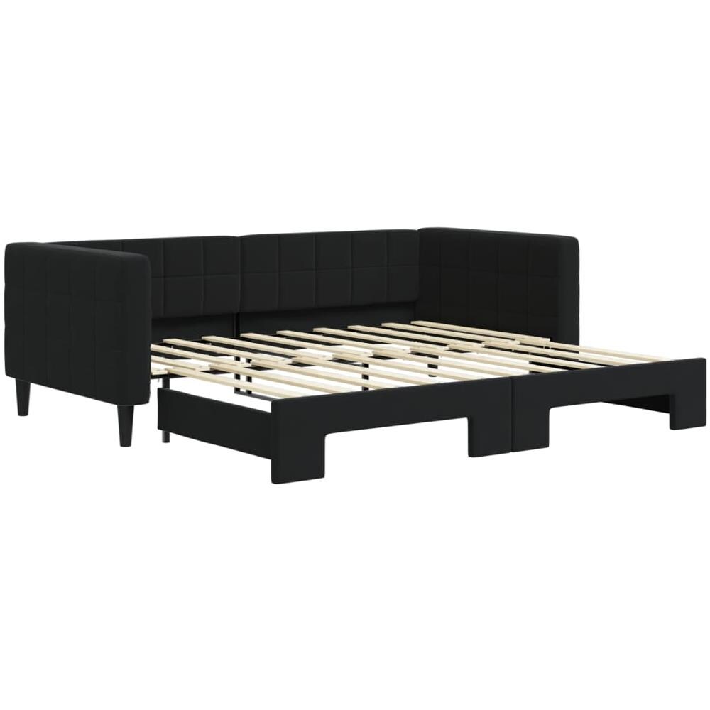 Divano Letto Con Letto Estraibile Nero 90x190 Cm In Velluto - Foto 2