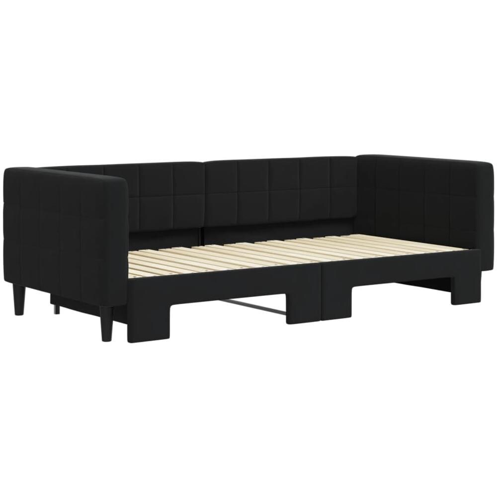 Divano Letto Con Letto Estraibile Nero 90x190 Cm In Velluto - Foto 3