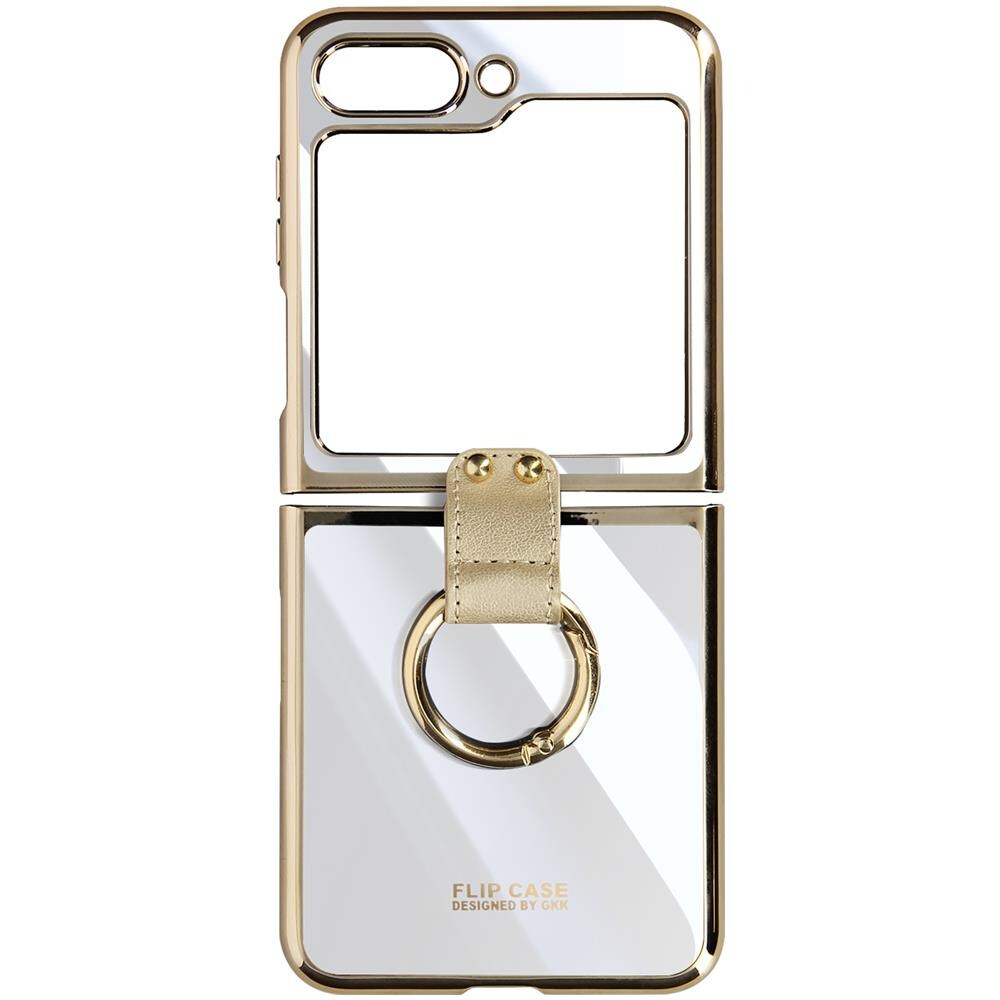 Cover Anello Per Samsung Galaxy Z Flip5 Policarbonato Serie Flexyring Bordo Oro - Foto 1