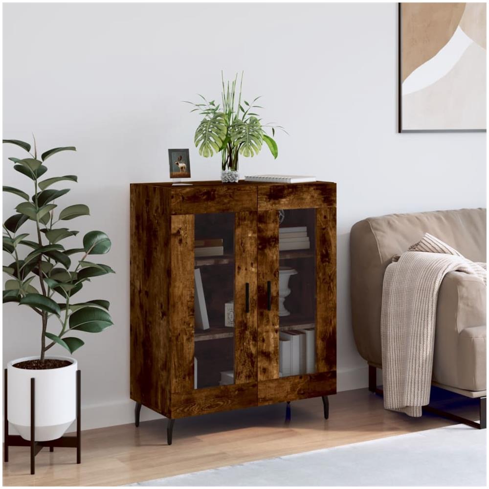 Credenza Rovere Fumo 69,5x34x90 Cm In Legno Multistrato - Foto 1