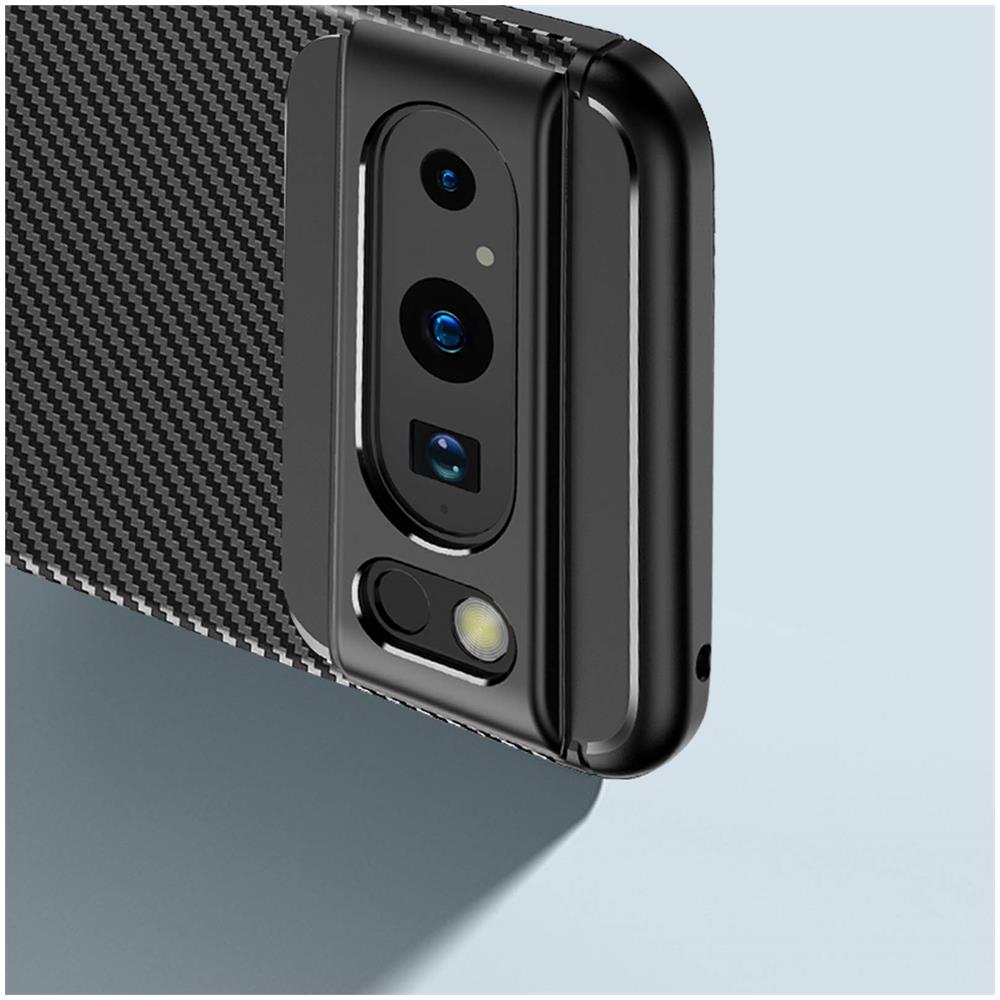 Cover Per Google Pixel 8 Pro Silicone Effetto Fibra Carbonio Classic Carb Nera - Foto 5