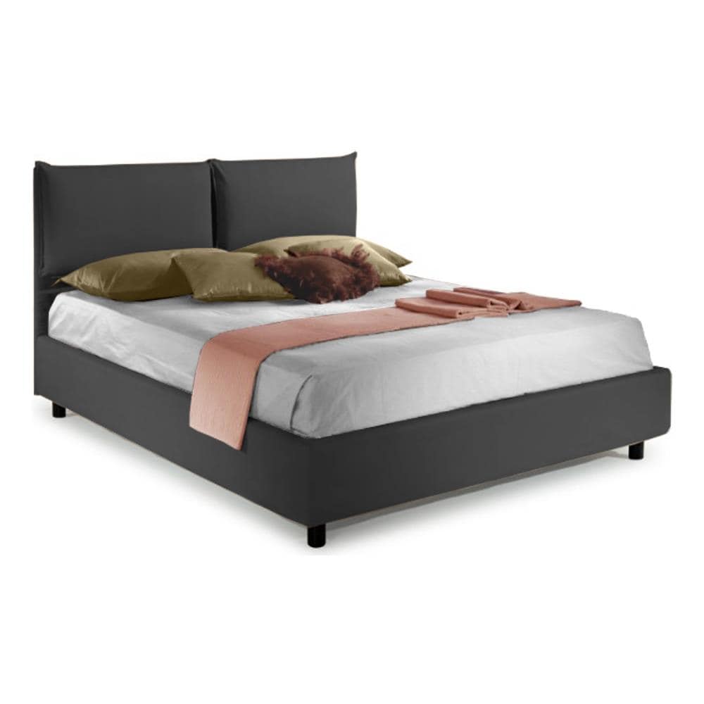 Letto Matrimoniale, Il Modello Lille E' Un Letto Semplice Ma Allo Stesso Tempo Raffinato, Rete A Doghe 160x190 Cm, Compreso Box Contenitore, Rivestimento Sfoderabile, Made In Italy - Foto 1