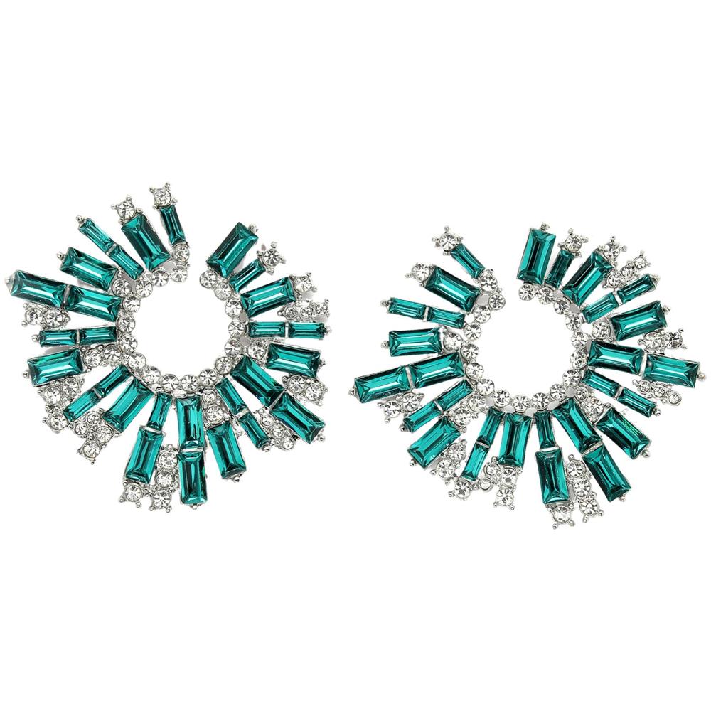 Orecchini a Bottone Raggianti a Raggi di Sole in Verde - Foto 1