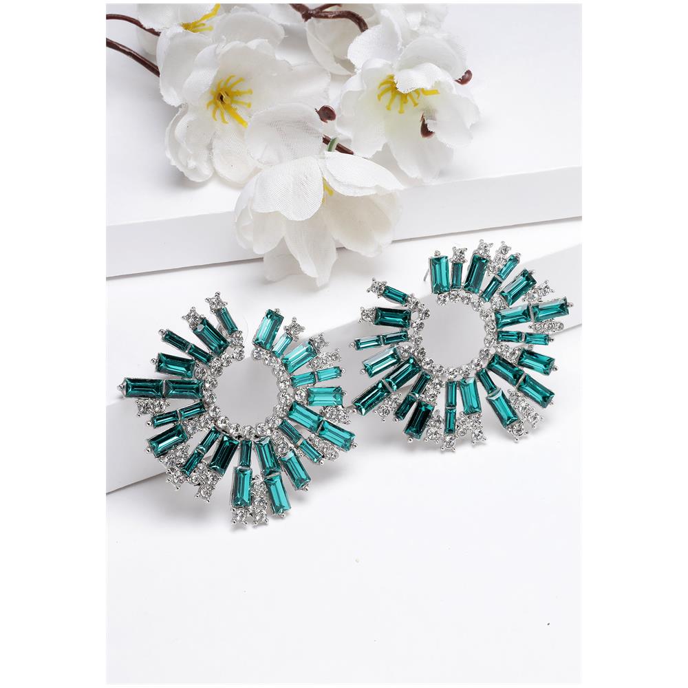 Orecchini a Bottone Raggianti a Raggi di Sole in Verde - Foto 2