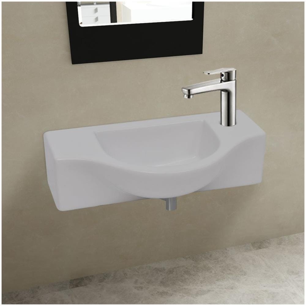 Lavandino Bagno In Ceramica Con Foro Di Scarico Bianco - Foto 1