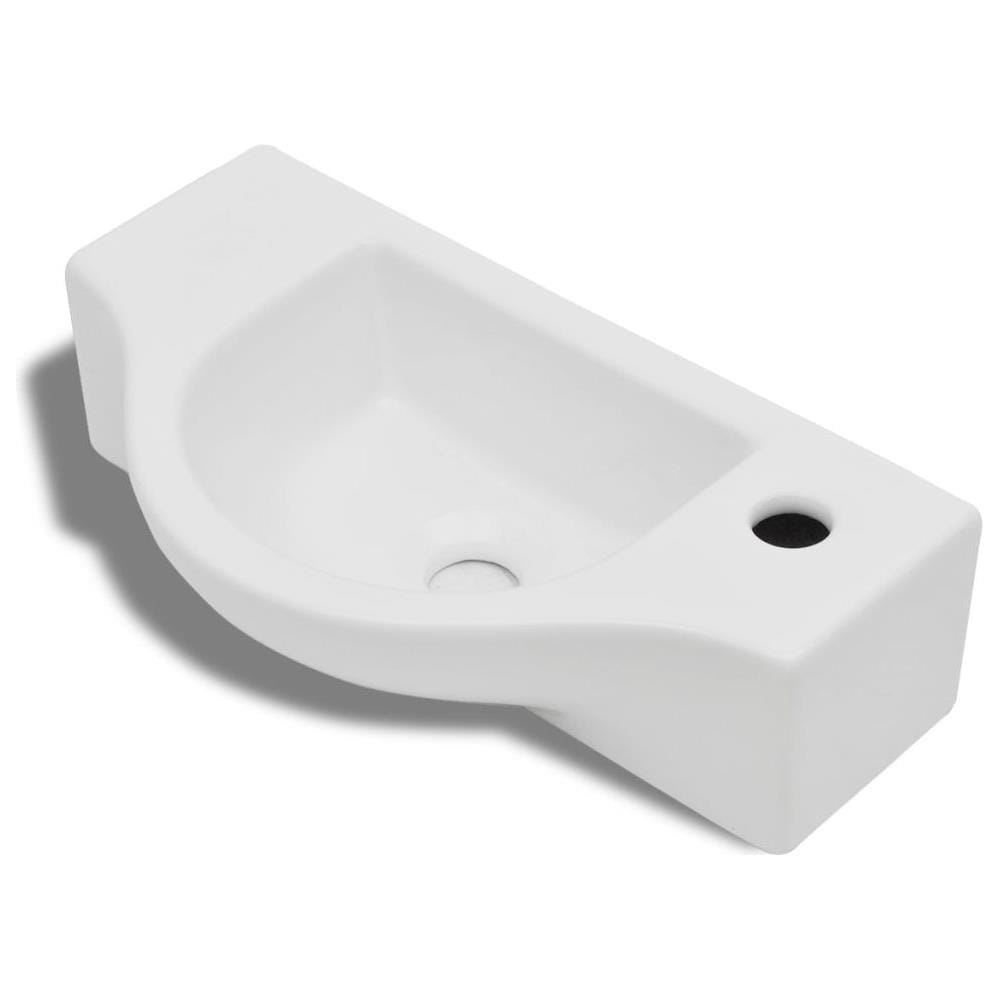 Lavandino Bagno In Ceramica Con Foro Di Scarico Bianco - Foto 2