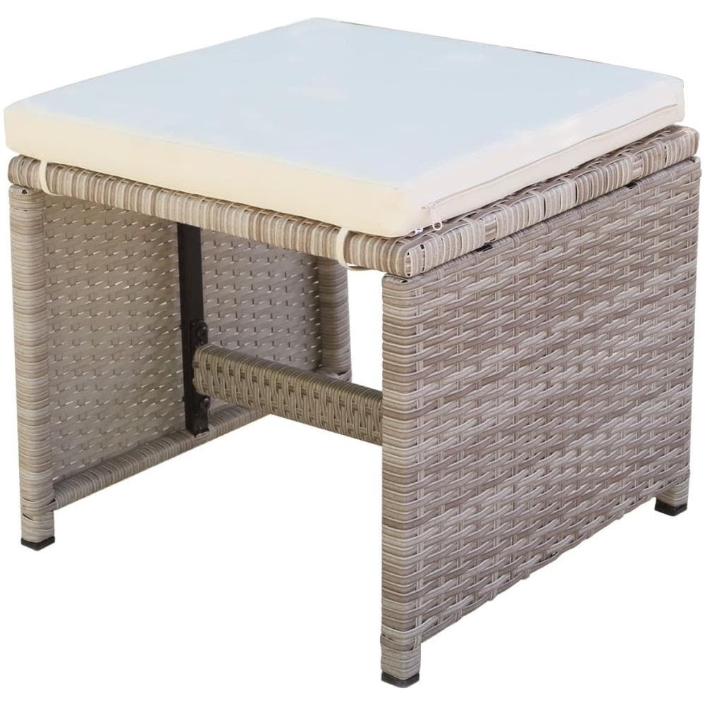 27 Pezzi Set Da Pranzo All'aperto Polyrattan Grigio - Foto 16