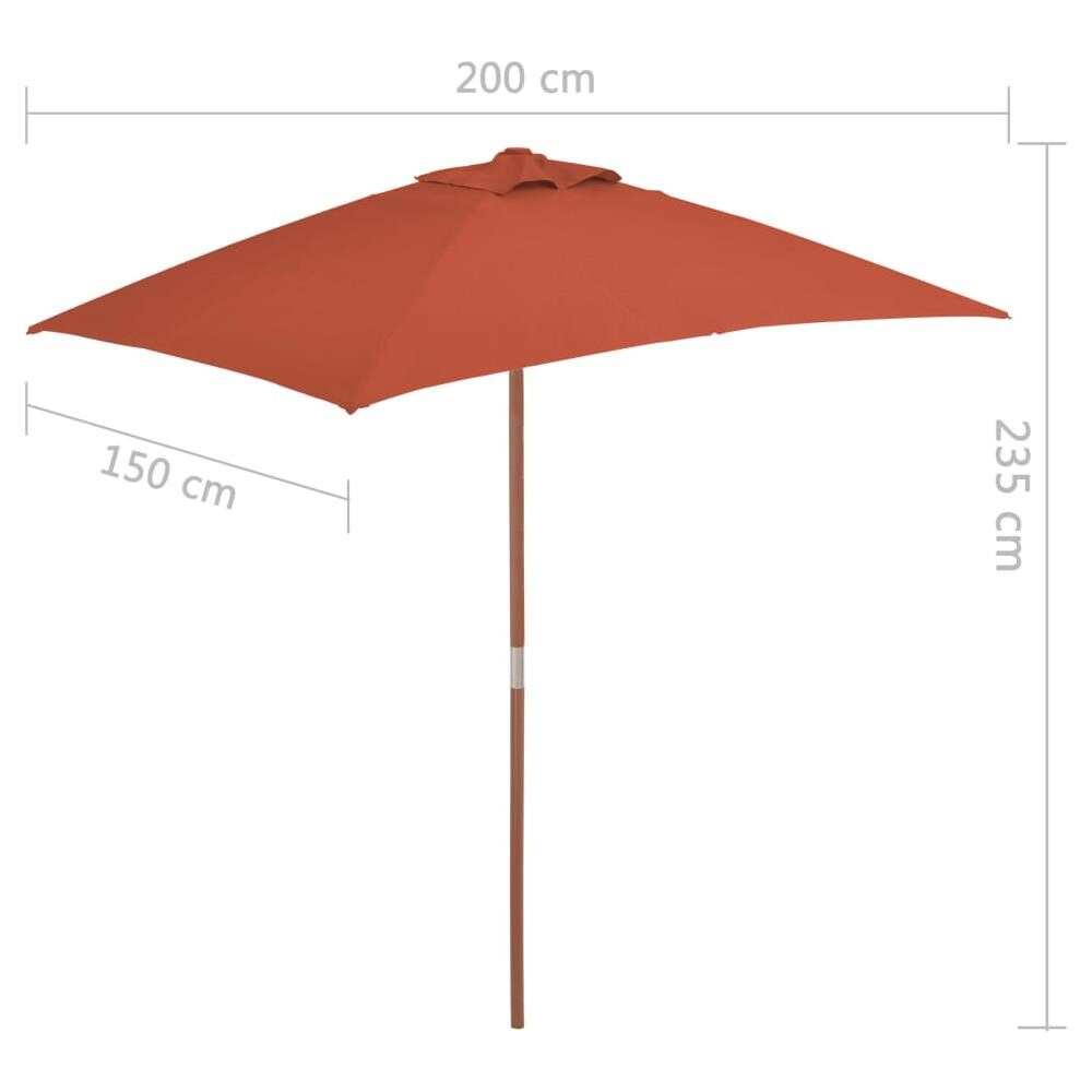 Ombrellone Da Esterni Con Palo In Legno 150x200 Cm Terracotta - Foto 7