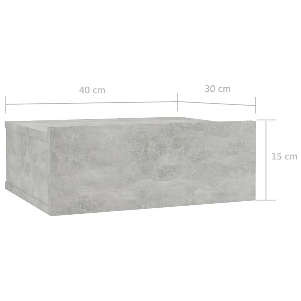 Comodino Pensile Grigio Cemento 40x30x15cm in Legno Multistrato - Foto 14