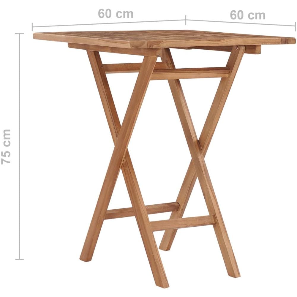 Tavolo Da Giardino Pieghevole 60x60x75 Cm In Massello Di Teak - Foto 7