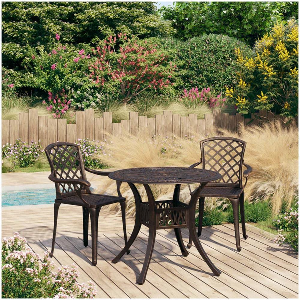 Set Da Bistrot 3 Pz In Alluminio Pressofuso Bronzo - Foto 1