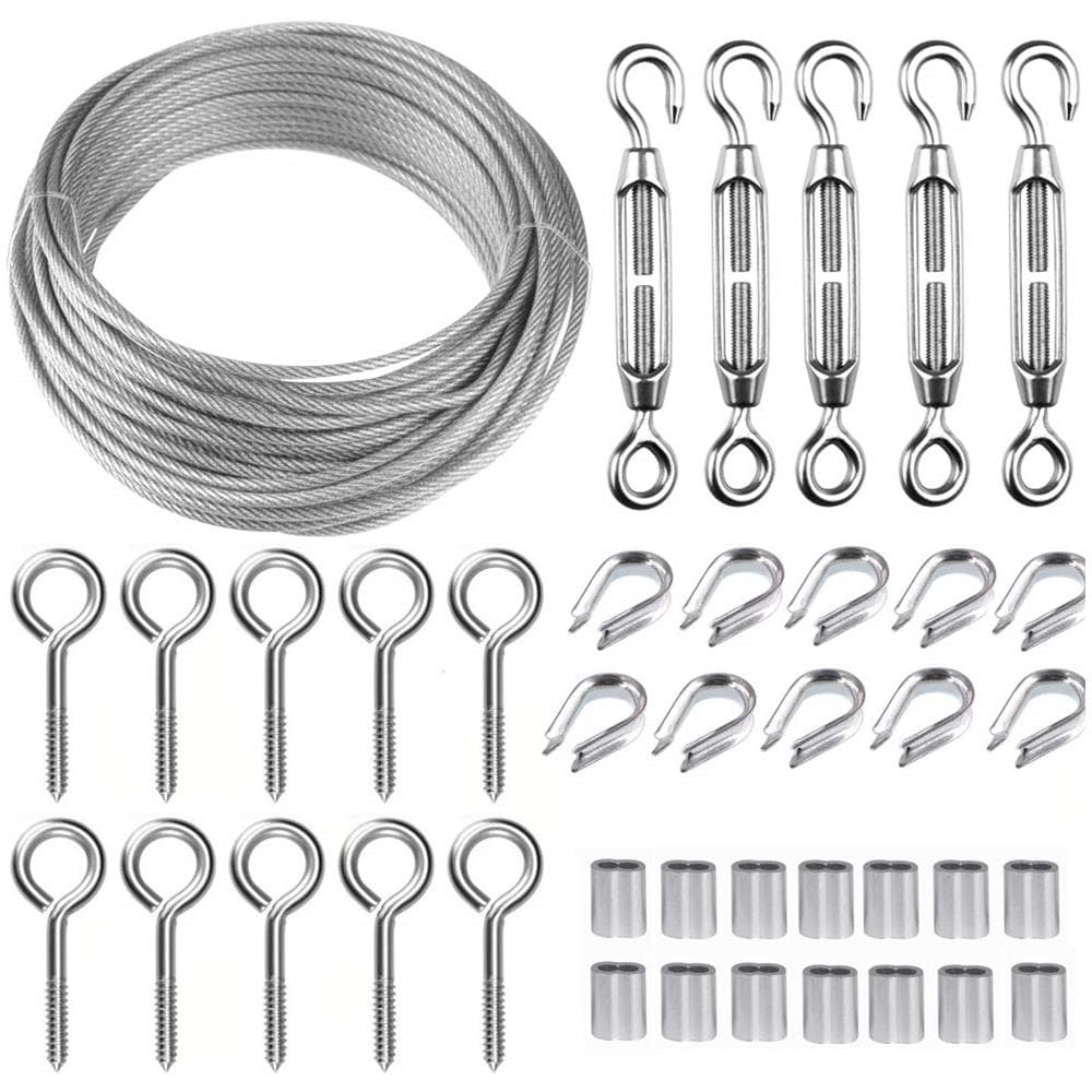 Giardino Filo Foto Filo Wire Fence Rotolo Kit Pvc Rivestito Heavy Duty Corda 304 Acciaio Cavo Dacciaio Lag Vite Eye Vite Tenditore Del Filo Tenditore Colino - Foto 1
