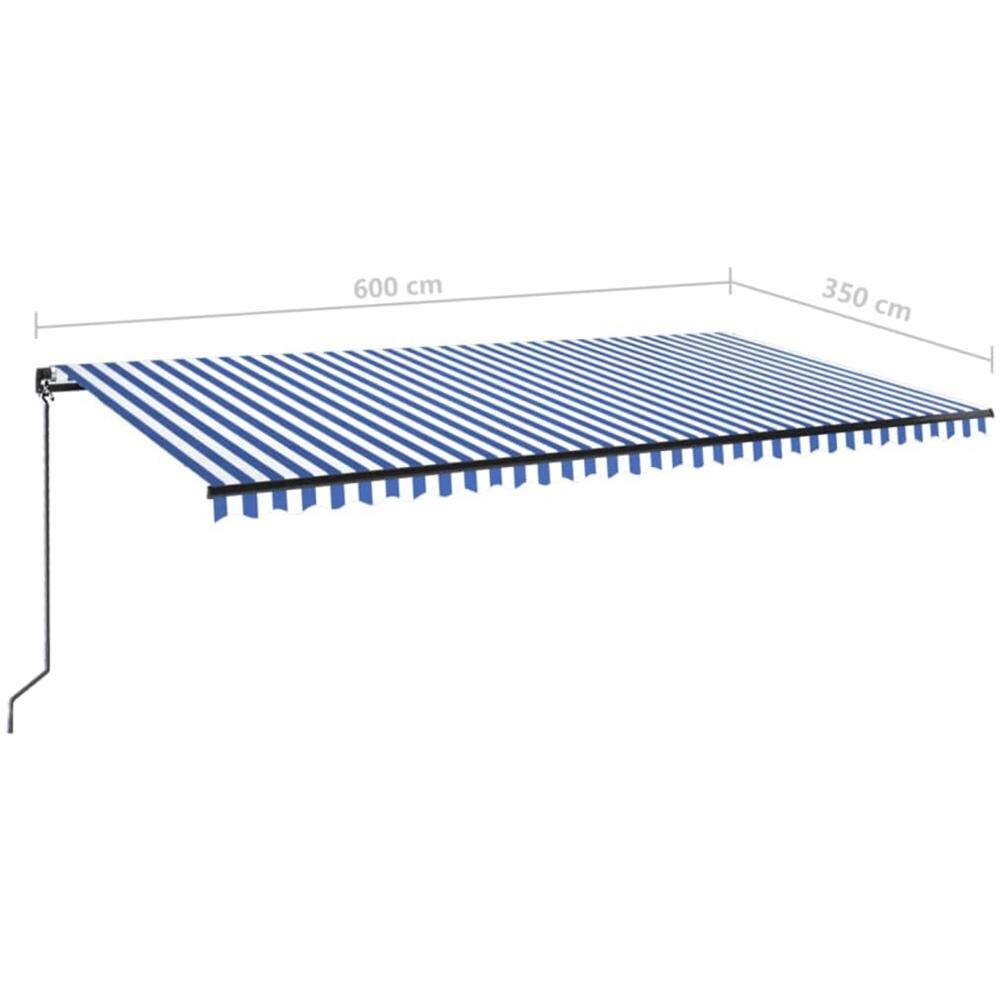 Tenda Da Sole Retrattile Manuale 600x350 Cm Blu E Bianca - Foto 6