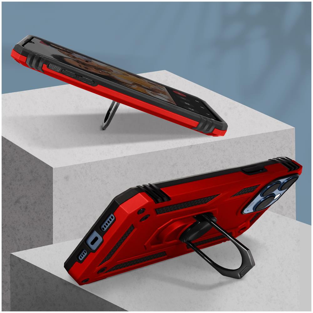 Cover Iphone 13 Pro Max Anti-urto Ibrida Anello Funzione Supporto Rossa - Foto 5