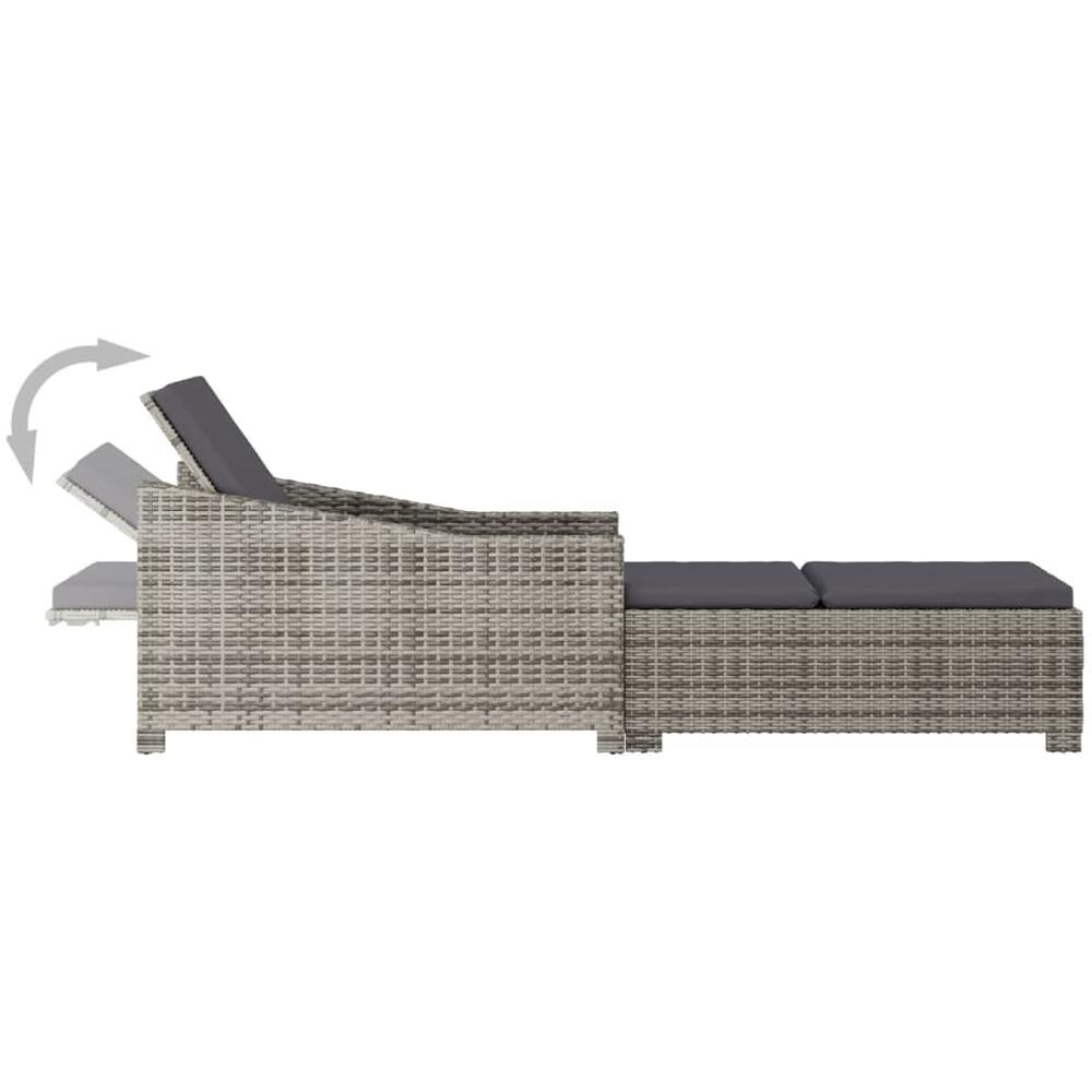 Lettino Prendisole Con Cuscino Grigio Scuro Polyrattan Grigio - Foto 8