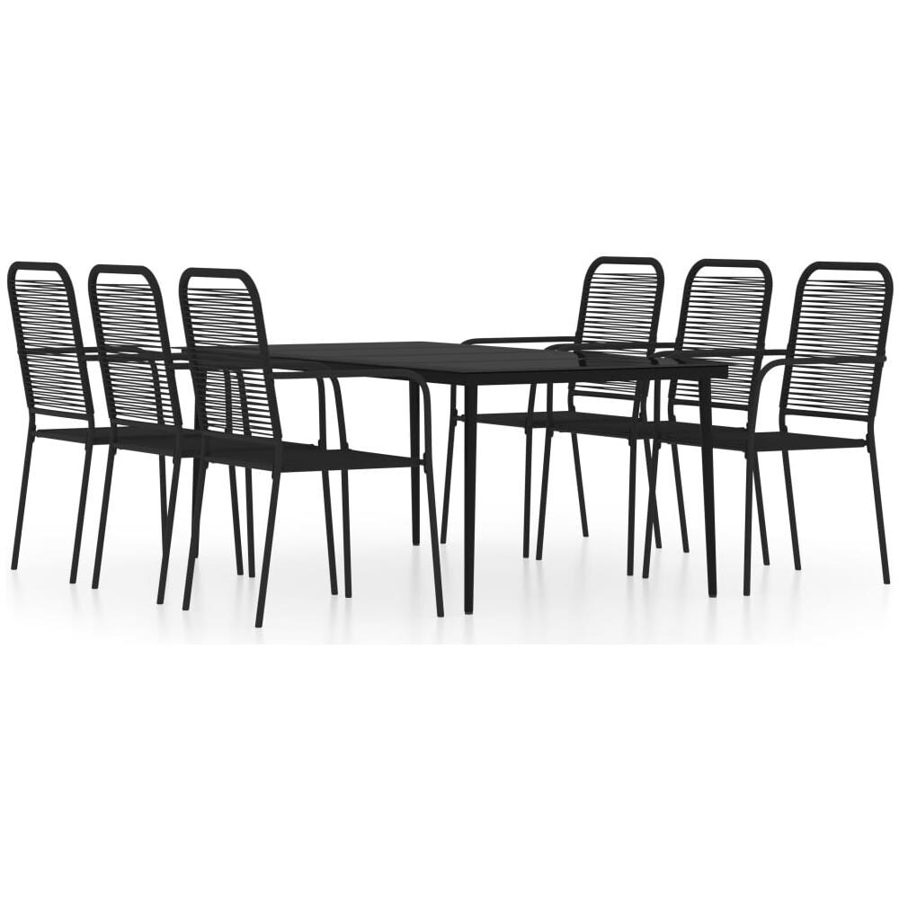 Set Mobili Da Pranzo Per Giardino 7 Pz Nero - Foto 2