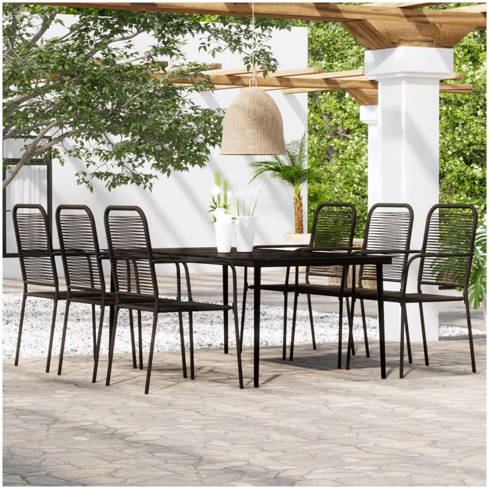 Set Mobili Da Pranzo Per Giardino 7 Pz Nero - Foto 1