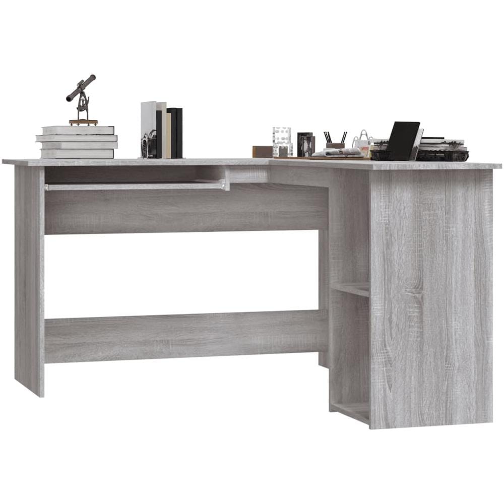 Scrivania Angolare Grigio Sonoma 120x140x75cm Legno Multistrato - Foto 3