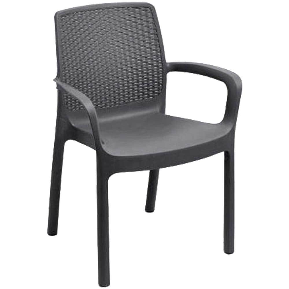 Sedia Da Esterno Viterbo, Set Di 4 Sedute Da Giardino, Sedia Per Tavolo Da Pranzo, Poltrona Outdoor Effetto Rattan, 100 % Made In Italy, 54x60h82 Cm, Antracite - Foto 2