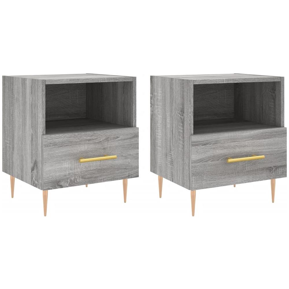 Comodini 2 Pz Grigio Sonoma 40x35x47,5 Cm In Legno Multistrato - Foto 2