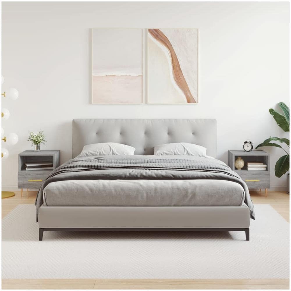 Comodini 2 Pz Grigio Sonoma 40x35x47,5 Cm In Legno Multistrato - Foto 1