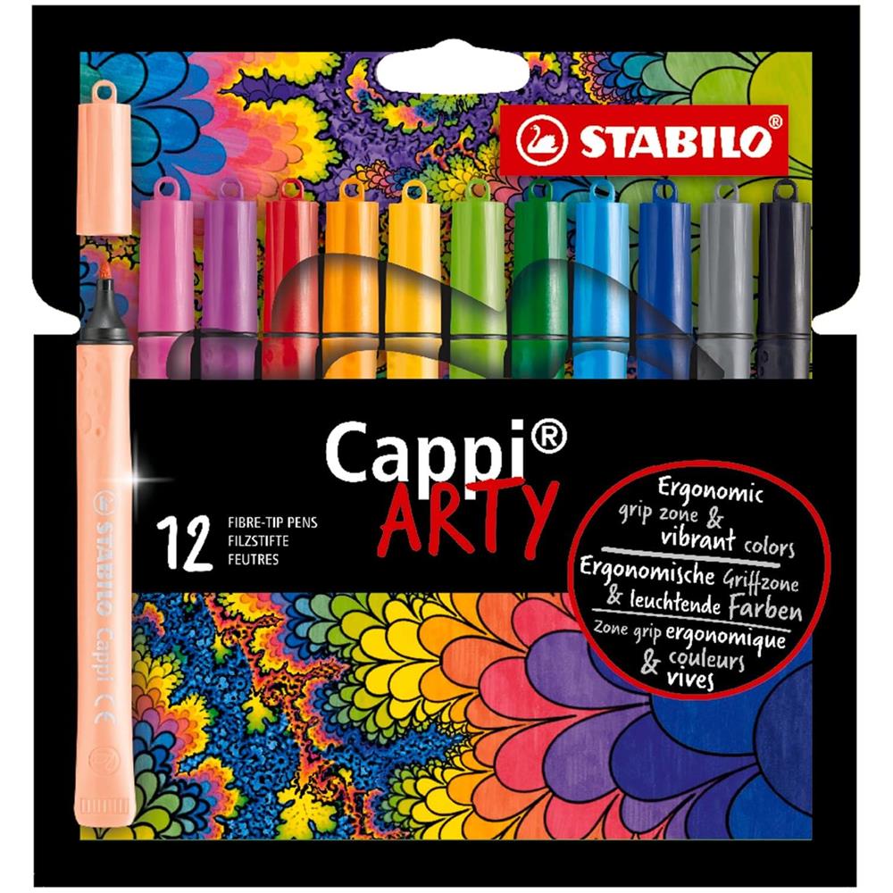Cappi - Pennarello con Cordino Porta Cappuccio - ARTY - Astuccio da 12 - Colori Assortiti - Foto 1