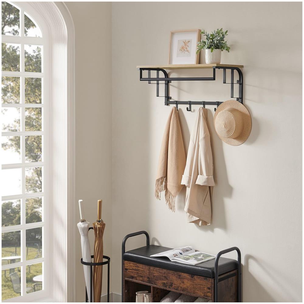 Mensola da parete Valora con ganci - Rovere Sonoma con cornice nera - Foto 2