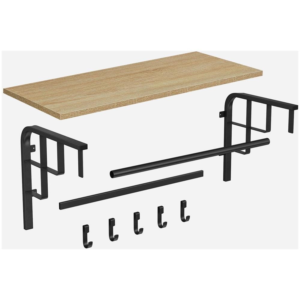 Mensola da parete Valora con ganci - Rovere Sonoma con cornice nera - Foto 6